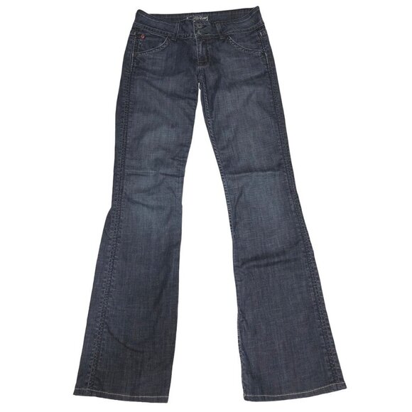 Low Rise Jeans Hudson Bootcut Size 27 Blue Flared Y2K Length 31" Stretch Flaps - Picture 1 of 12